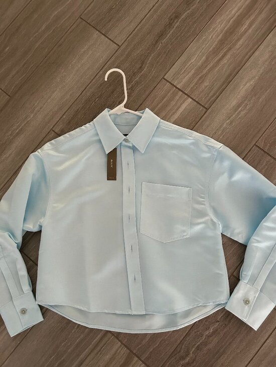 J. Crew Tops - J.Crew Satin Pale Blue Shirt XXS NWT